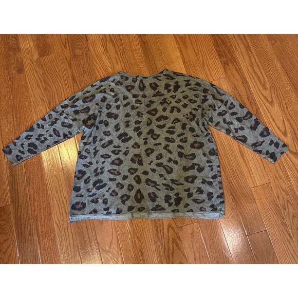 MADE IN ITALY Italian Lagenlook Sweater Top Leopard Green Womens One Size - Picture 5 of 5